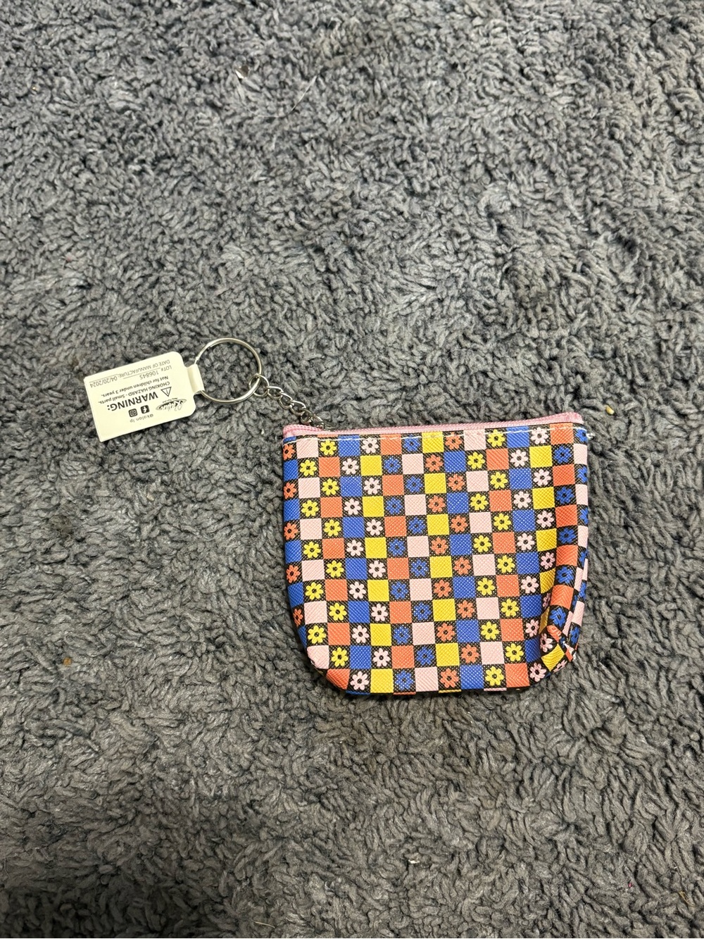 NWT colorful flowered designed keychain pouch